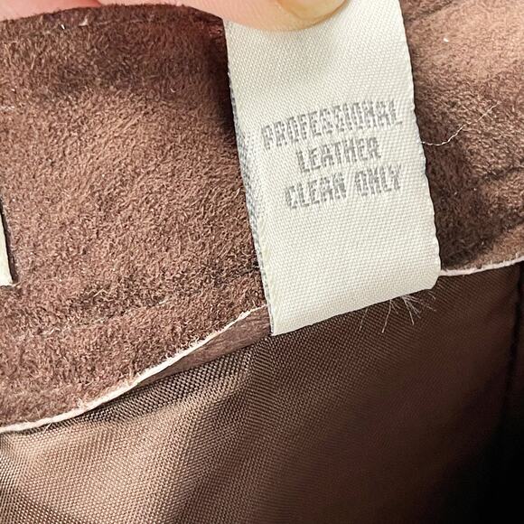 Lord & Taylor Womens 4P Petite Brown Suede Leather High Rise Straight Leg Pants - Picture 9 of 9